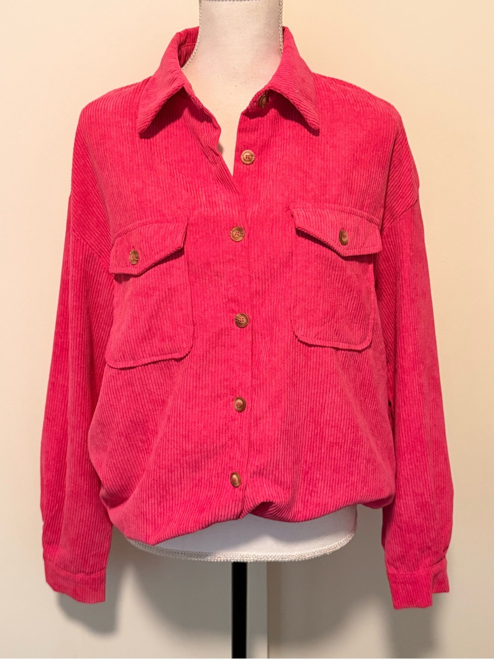 Shein pink corduroy button down size M